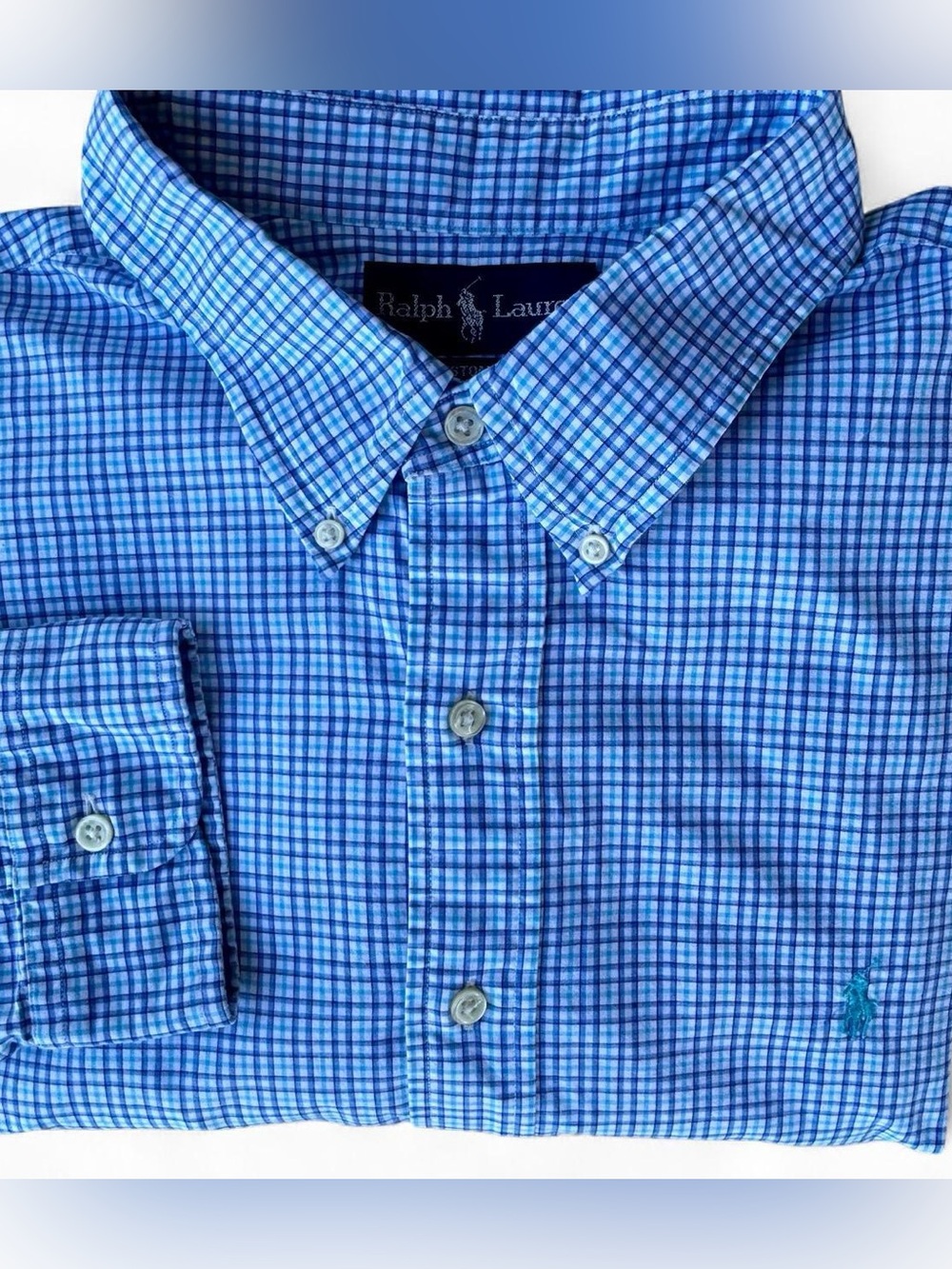 Men’s Ralph Lauren Blue Multi-Check Button-Down Shirt XXL